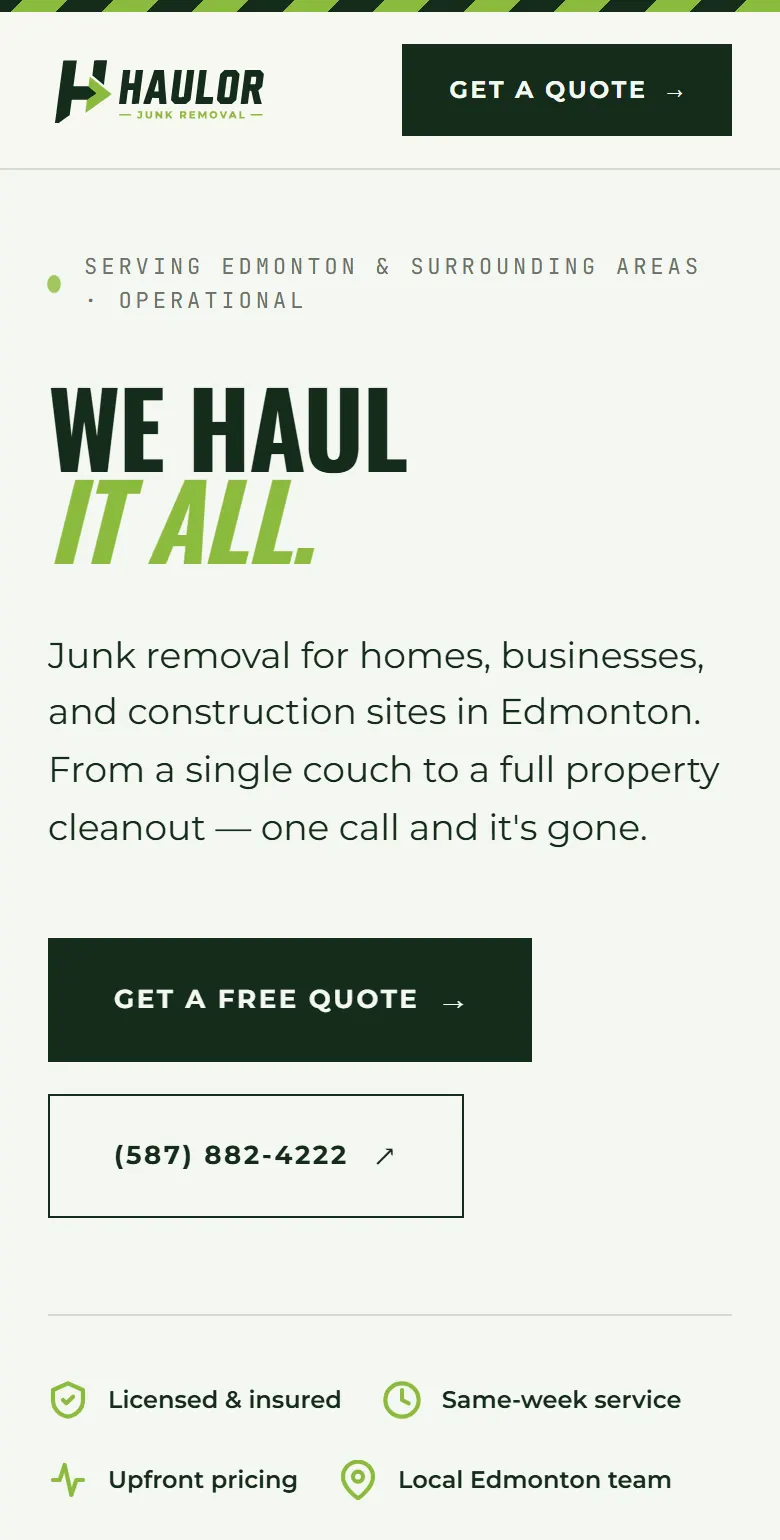 haulor.ca: On a phone.